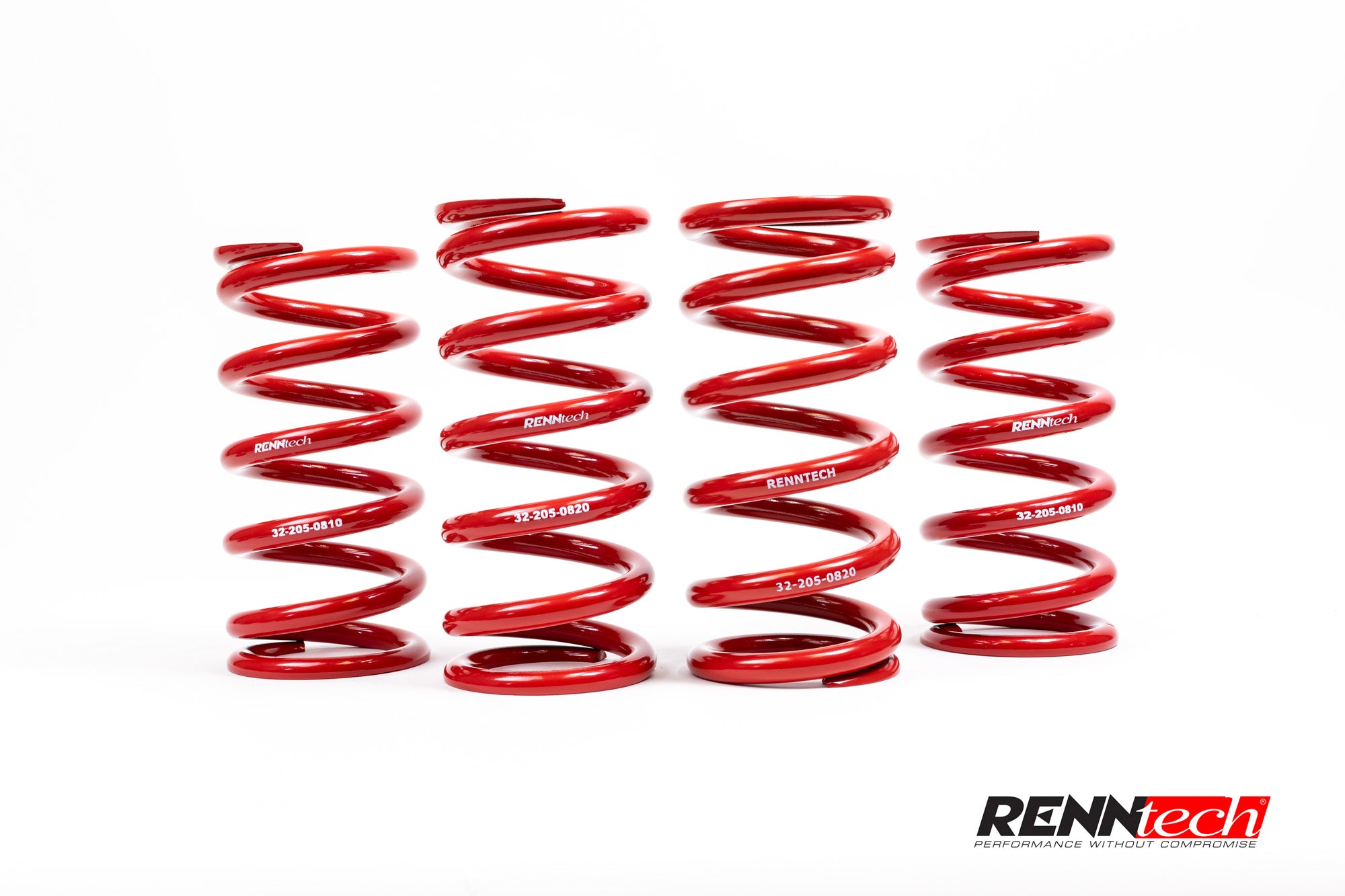 Red C205 coil-over springs in a row - Coilover Suspension for the 2017-2023 C 63 / C 63 S AMG Coupe