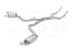 A front view of Fi EXHAUST Valvetronic Cat-Back System for Mercedes-Benz W213 AMG E43 2016-2019 with white background