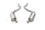 A front view of Fi EXHAUST Valvetronic Cat-Back System for Mercedes-Benz W213 AMG E43 2016-2019 muffler with white background