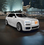 White Urban Widetrack Rolls-Royce Cullinan at night