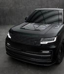 Front view of a black Range Rover L460 fitted with the Urban carbon Powerdome hood