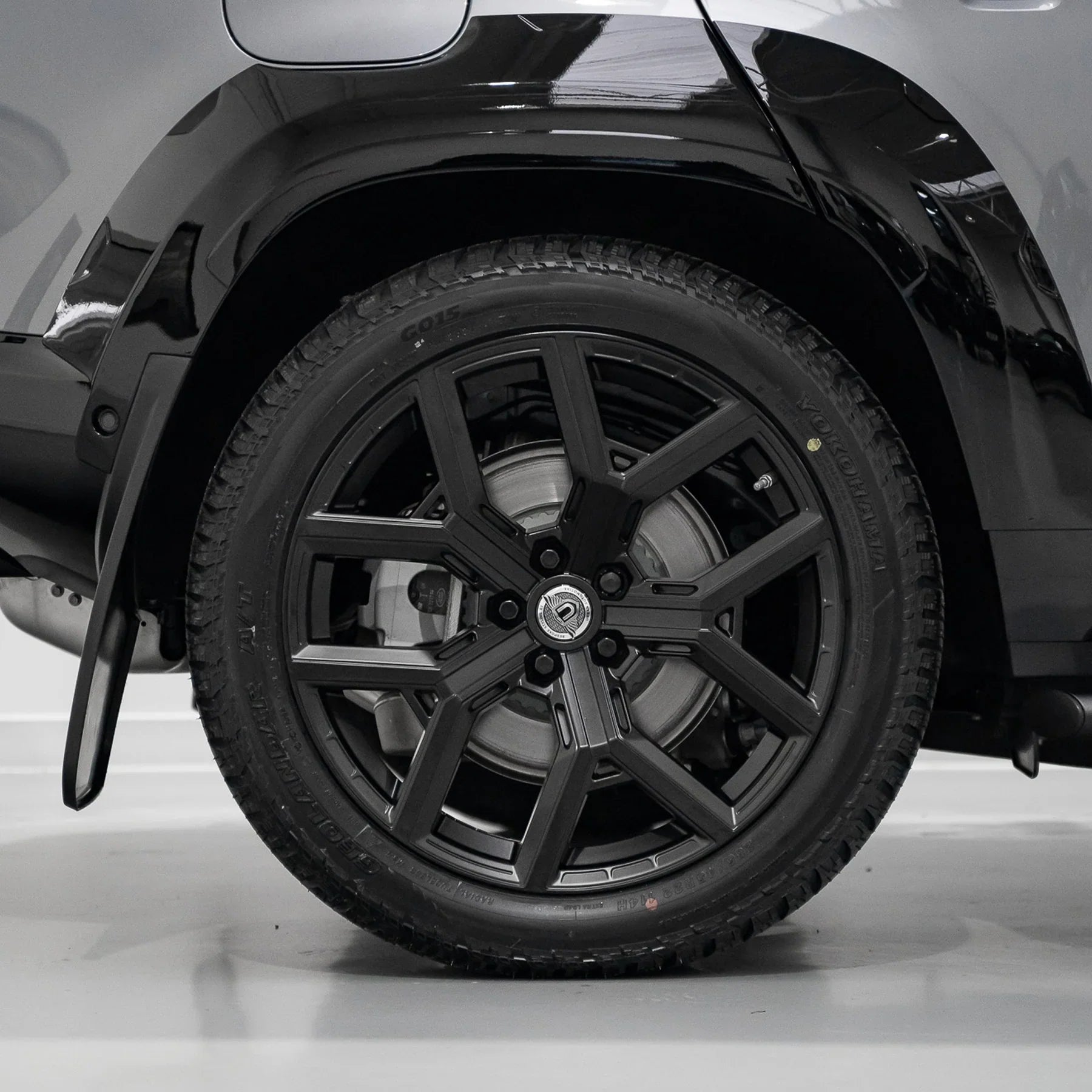 Close-up of an Urban Widetrack rear fender arch on a Land Rover Defender