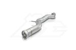 A top view of Fi EXHAUST Valvetronic Cat-Back System for BMW G29 Z4 30i 2019+ downpipe with white background