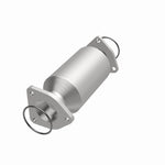 MagnaFlow 5571683 carb direct-fit catalytic converter, opposite front three-quarter view of the turntable spin