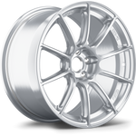 Silver alloy wheel with ten-spoke design and brushed metal finish on clean white background - APEX Wheels wheel for 17x10 ET48 5x114.3 - Brushed Clear