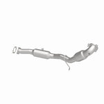 MagnaFlow 5561087 carb direct-fit catalytic converter, opposite rear three-quarter view of the turntable spin