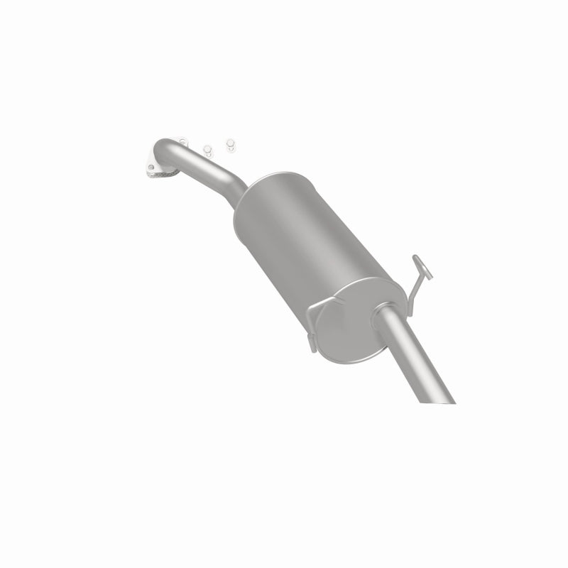BRExhaust 108-0017 muffler, rear three-quarter view of the turntable spin