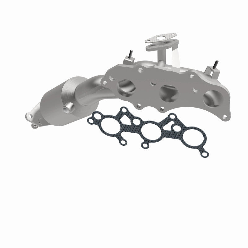 MagnaFlow 52430 oem grade manifold converter, front three-quarter view of the turntable spin