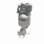 MagnaFlow 5531898 carb manifold converter, opposite front three-quarter view of the turntable spin