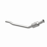 MagnaFlow 5551739 carb direct-fit catalytic converter, opposite rear three-quarter view of the turntable spin