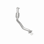 MagnaFlow 5551583 carb direct-fit catalytic converter, rear three-quarter view of the turntable spin