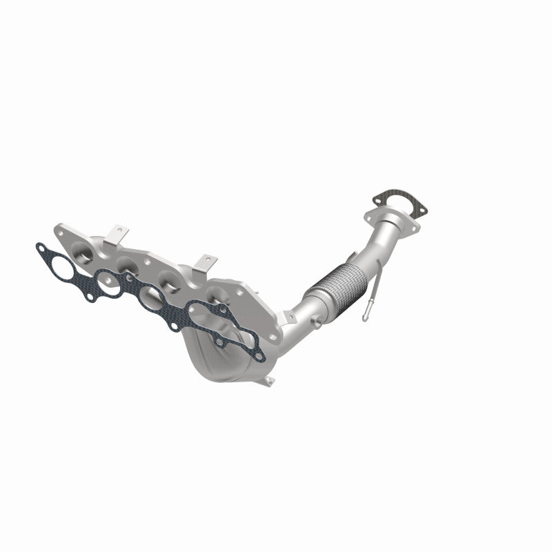 MagnaFlow 52443 oem grade manifold converter, opposite front three-quarter view of the turntable spin