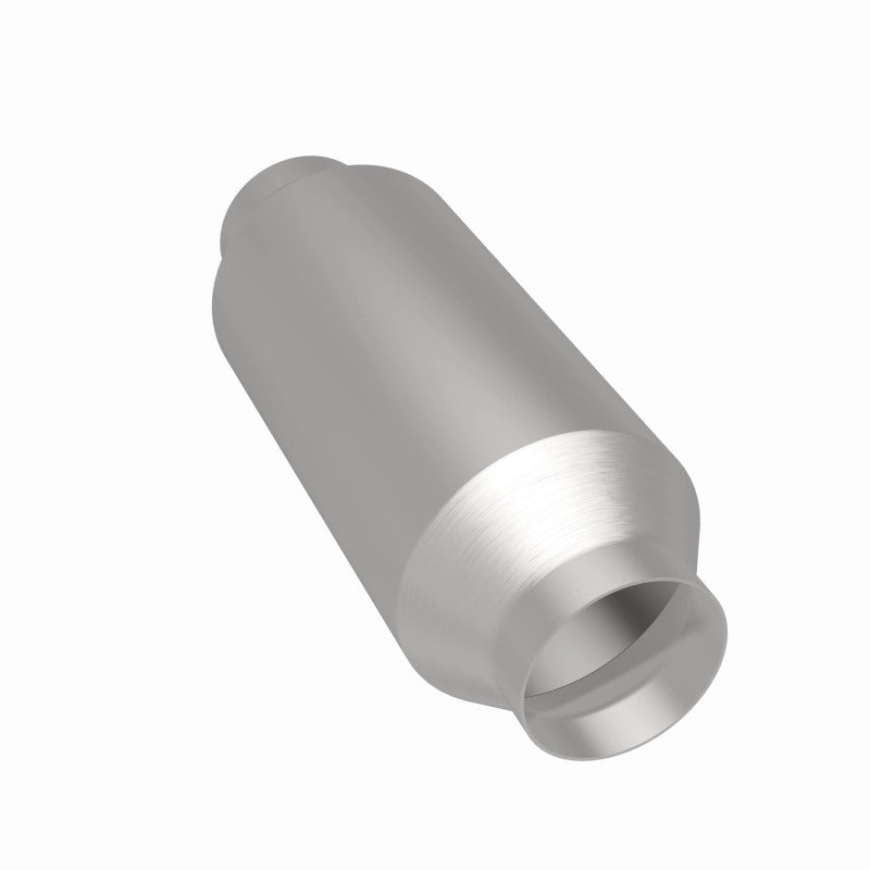 MagnaFlow 5582405 universal catalytic converter, rear three-quarter view of the turntable spin