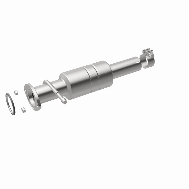 MagnaFlow 5592207 carb direct-fit catalytic converter, front three-quarter view of the turntable spin