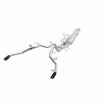 MagnaFlow 19637 competition series cat-back exhaust, opposite front three-quarter view of the turntable spin