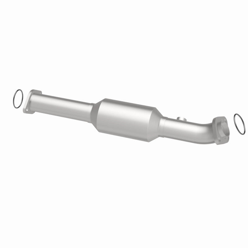 MagnaFlow 5592661 carb direct-fit catalytic converter, opposite rear three-quarter view of the turntable spin