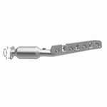 MagnaFlow 22-035 oem grade manifold converter, opposite front three-quarter view of the turntable spin