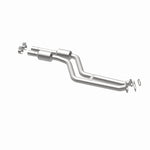 MagnaFlow 5571725 carb direct-fit catalytic converter, opposite rear three-quarter view of the turntable spin