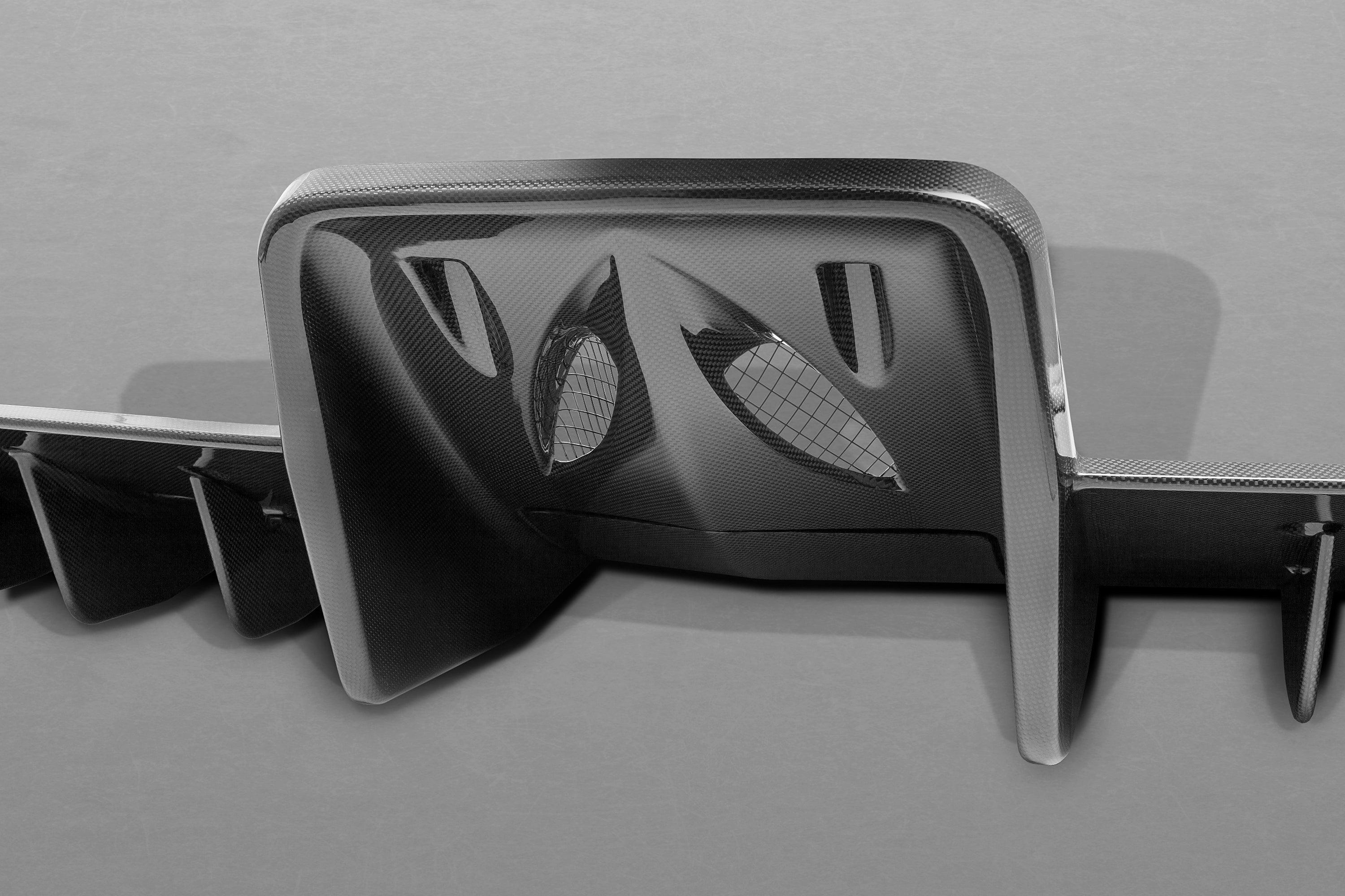 Capristo carbon fiber rear diffuser center section with F1-style light