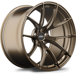 Bronze finished alloy wheel with five-spoke design and black center cap on white background - APEX Wheels wheel for 20x11.5 ET3 5x115 - Satin Bronze