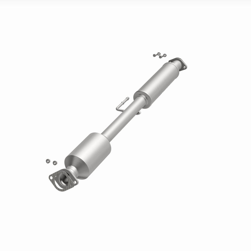 MagnaFlow 5571820 carb direct-fit catalytic converter, opposite front three-quarter view of the turntable spin