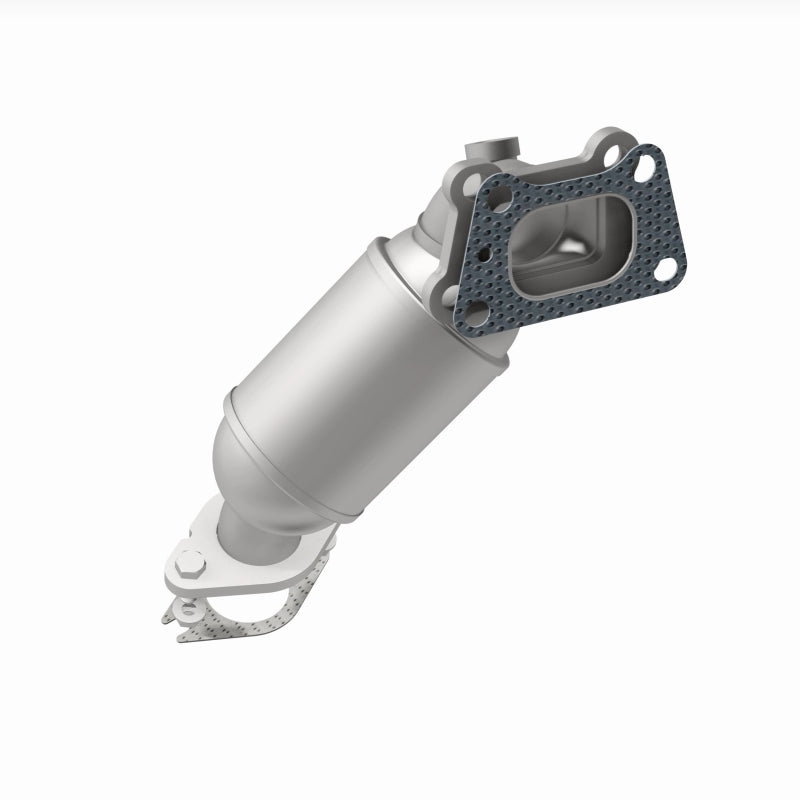 MagnaFlow 280176 oem grade direct-fit catalytic converter, opposite front three-quarter view of the turntable spin