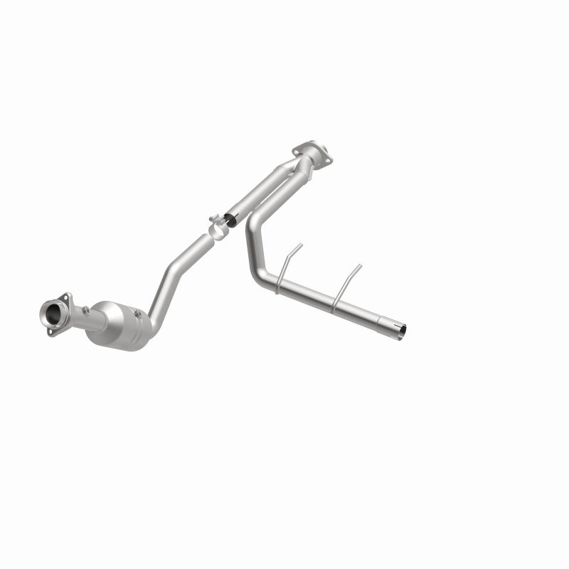 MagnaFlow 5551156 carb direct-fit catalytic converter, opposite front three-quarter view of the turntable spin