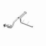 MagnaFlow 5551156 carb direct-fit catalytic converter, opposite front three-quarter view of the turntable spin