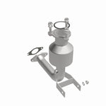 MagnaFlow 5411726 carb direct-fit catalytic converter, front three-quarter view of the turntable spin