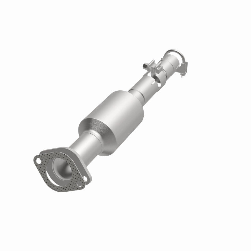 MagnaFlow 5571814 carb direct-fit catalytic converter, opposite front three-quarter view of the turntable spin