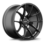 Dark gunmetal alloy wheel with ten-spoke design and center cap on white background - APEX Wheels wheel for 18x10 ET25 5x120 - Satin Black