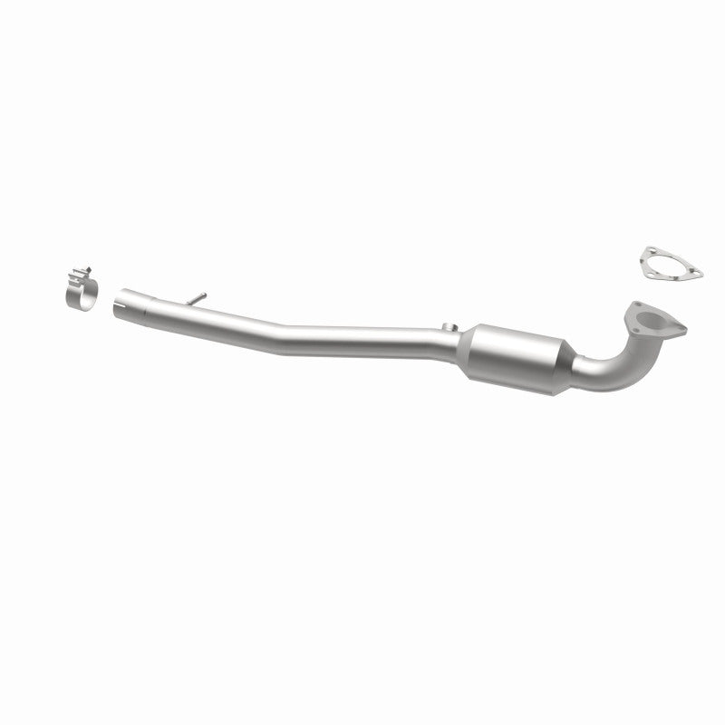 MagnaFlow 21-534 oem grade direct-fit catalytic converter, opposite rear three-quarter view of the turntable spin
