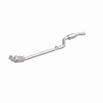 MagnaFlow 5561441 carb direct-fit catalytic converter, front three-quarter view of the turntable spin
