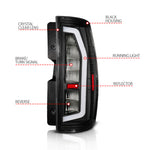 Anzo 07-14 Chevrolet Suburban / 07-14 GMC Yukon Black Full LED Tail Light Plank Style w/ Clear Lens