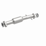 MagnaFlow 21-097 oem grade direct-fit catalytic converter, front three-quarter view of the turntable spin