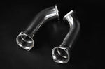 Pair of Capristo secondary cat spare pipes for BMW M8 F91, F92 and F93, polished stainless