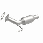 MagnaFlow 557966 carb direct-fit catalytic converter, front three-quarter view of the turntable spin