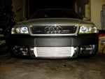 A front wide view of Evolution Racewerks Audi A4 (B5) Competition Series Front Mount Intercooler (FMIC) Kit fitted on a car