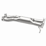MagnaFlow 557020 carb direct-fit catalytic converter, opposite rear three-quarter view of the turntable spin