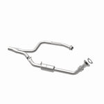 MagnaFlow 4481476 carb direct-fit catalytic converter, opposite rear three-quarter view of the turntable spin