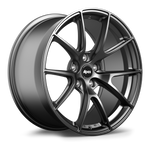 Dark gunmetal gray aluminum alloy wheel with Y-spoke design and center cap on white background - APEX Wheels wheel for 19x9.5 ET35 5x120 - Satin Black