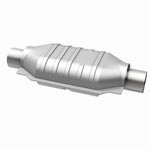 MagnaFlow 3322016 universal catalytic converter, opposite rear three-quarter view of the turntable spin