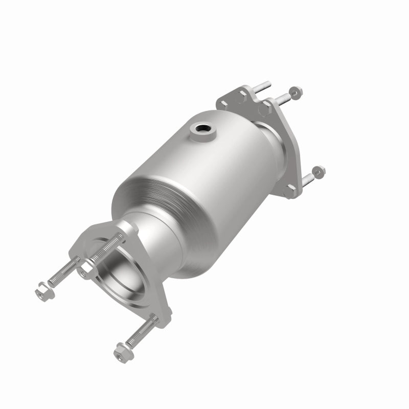 MagnaFlow 280162 oem grade direct-fit catalytic converter, opposite front three-quarter view of the turntable spin
