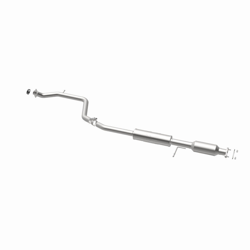 MagnaFlow 5571886 carb direct-fit catalytic converter, opposite rear three-quarter view of the turntable spin