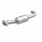 MagnaFlow 5551296 carb direct-fit catalytic converter, front three-quarter view of the turntable spin