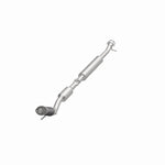 MagnaFlow 23-218 oem grade direct-fit catalytic converter, opposite front three-quarter view of the turntable spin