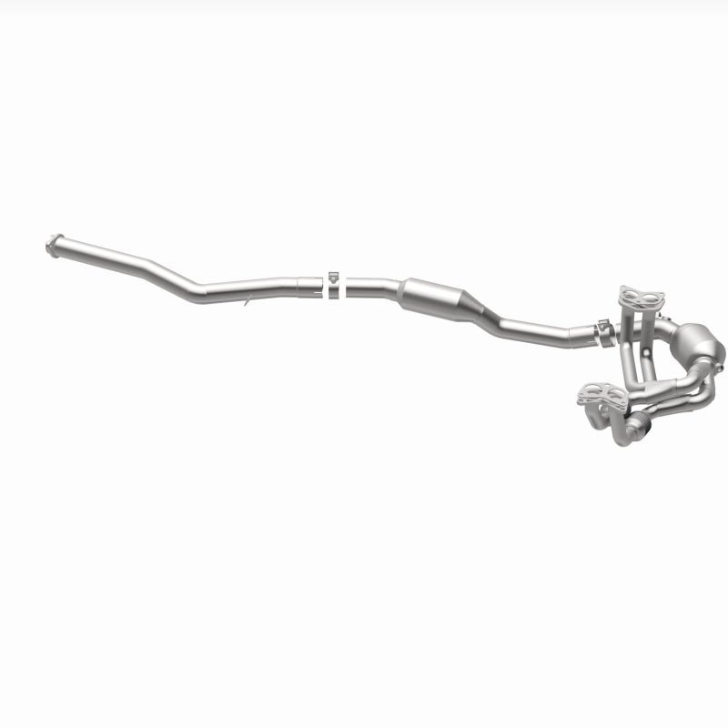 MagnaFlow 23-184 oem grade manifold converter, opposite rear three-quarter view of the turntable spin