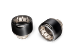 Akrapovic Porsche Cayman GT4 (718) Tail Pipe Set (Black Coated Titanium) TP-T/S/28 for Porsche 718 Cayman GT4 / Boxster Spyder 982 2020-2023, angled view