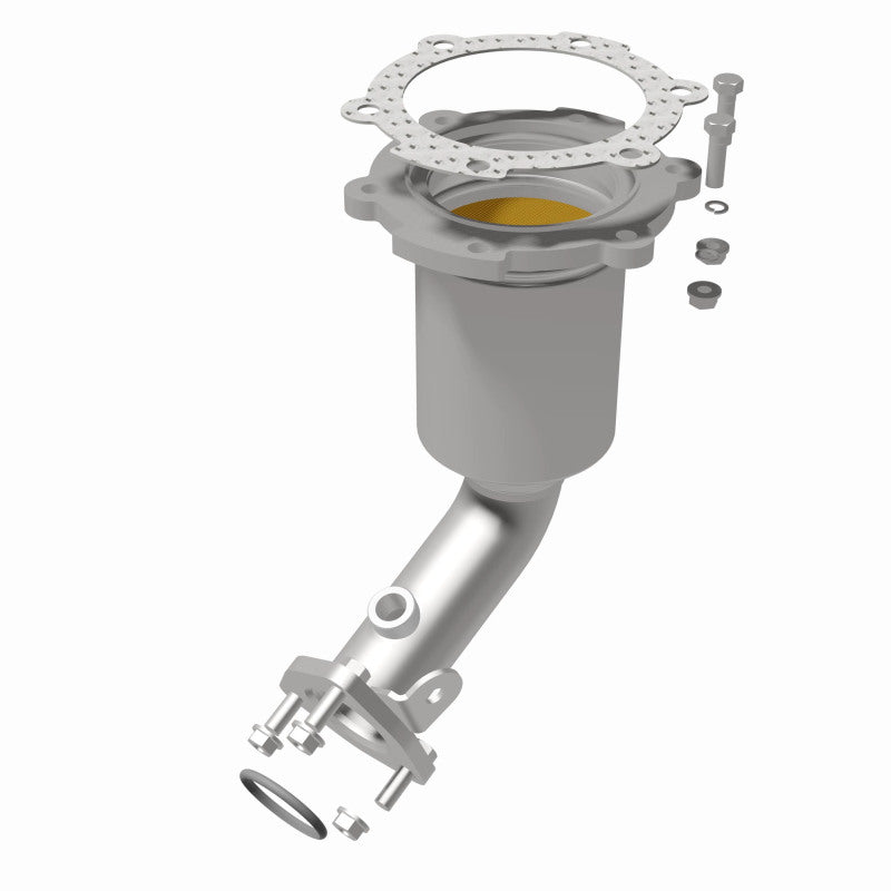 MagnaFlow 5582275 carb direct-fit catalytic converter, rear view of the turntable spin