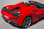 Red Ferrari F8 Spider rear with Capristo carbon and glass engine bonnet